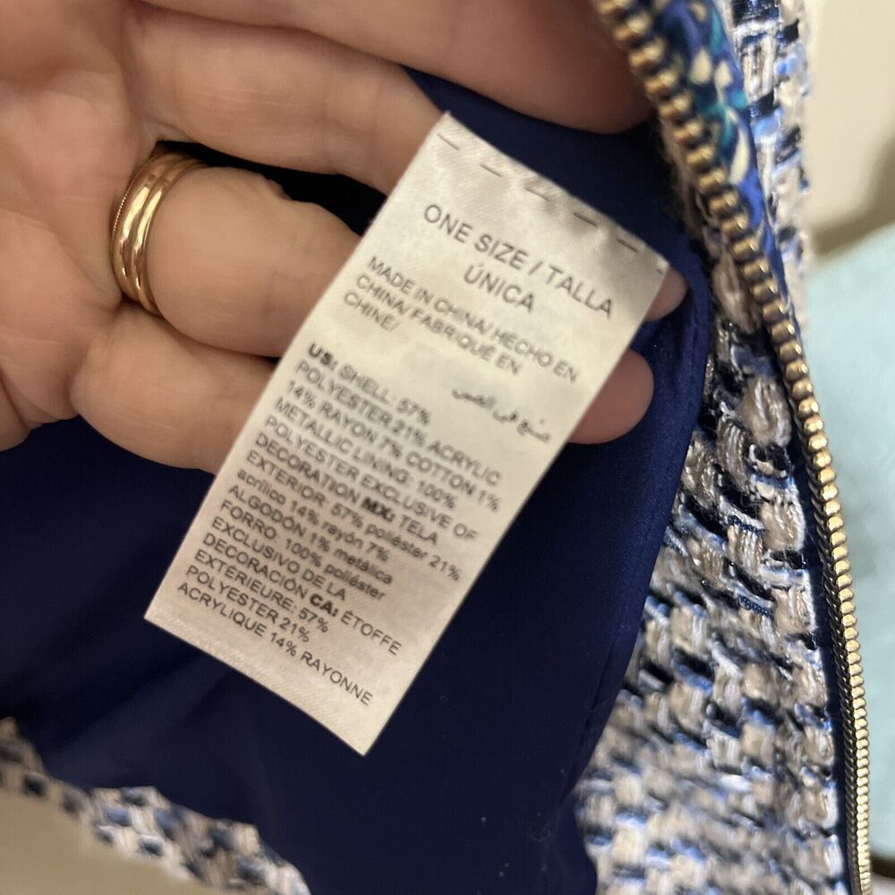 Chicos 0/S Blue Tweed Jacket Blazer boucle full zip sz 4/6 - Picture 8 of 10